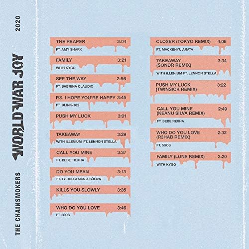 The Chainsmokers World War Joy Japan Music CD Bonus Tracks
